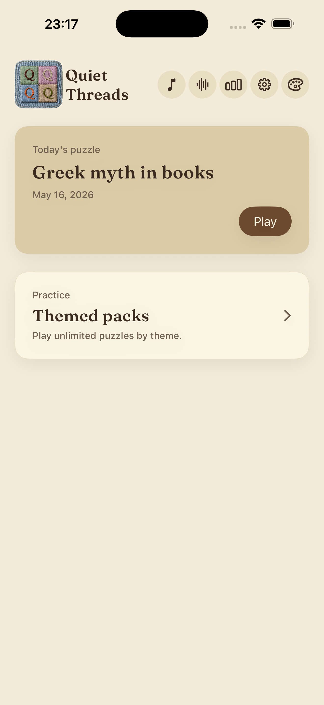 Home screen, Paper theme